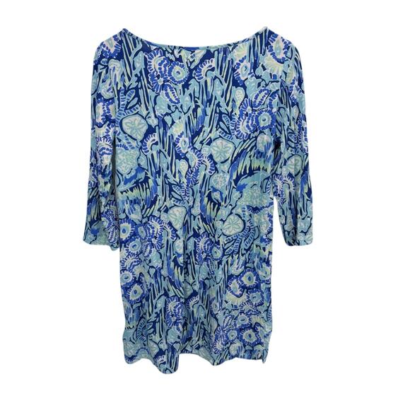 LILLY PULITZER Marlow T-Shirt Dress in Sunset Swim Indigo 3/4 Sleeve Size M - Picture 3 of 6